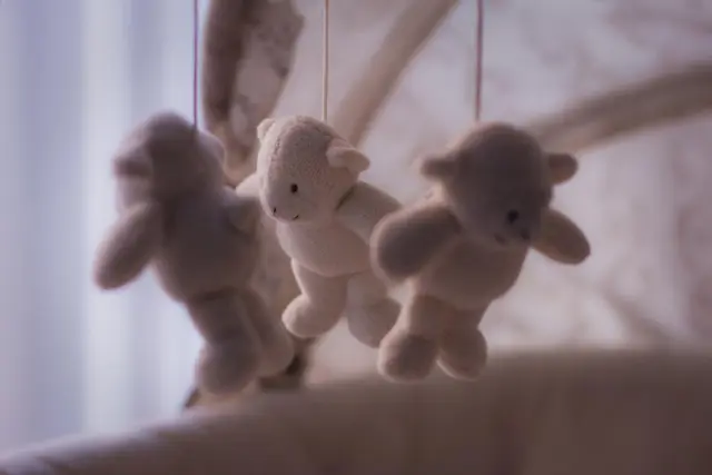 Beşik üzerinde peluş dönence